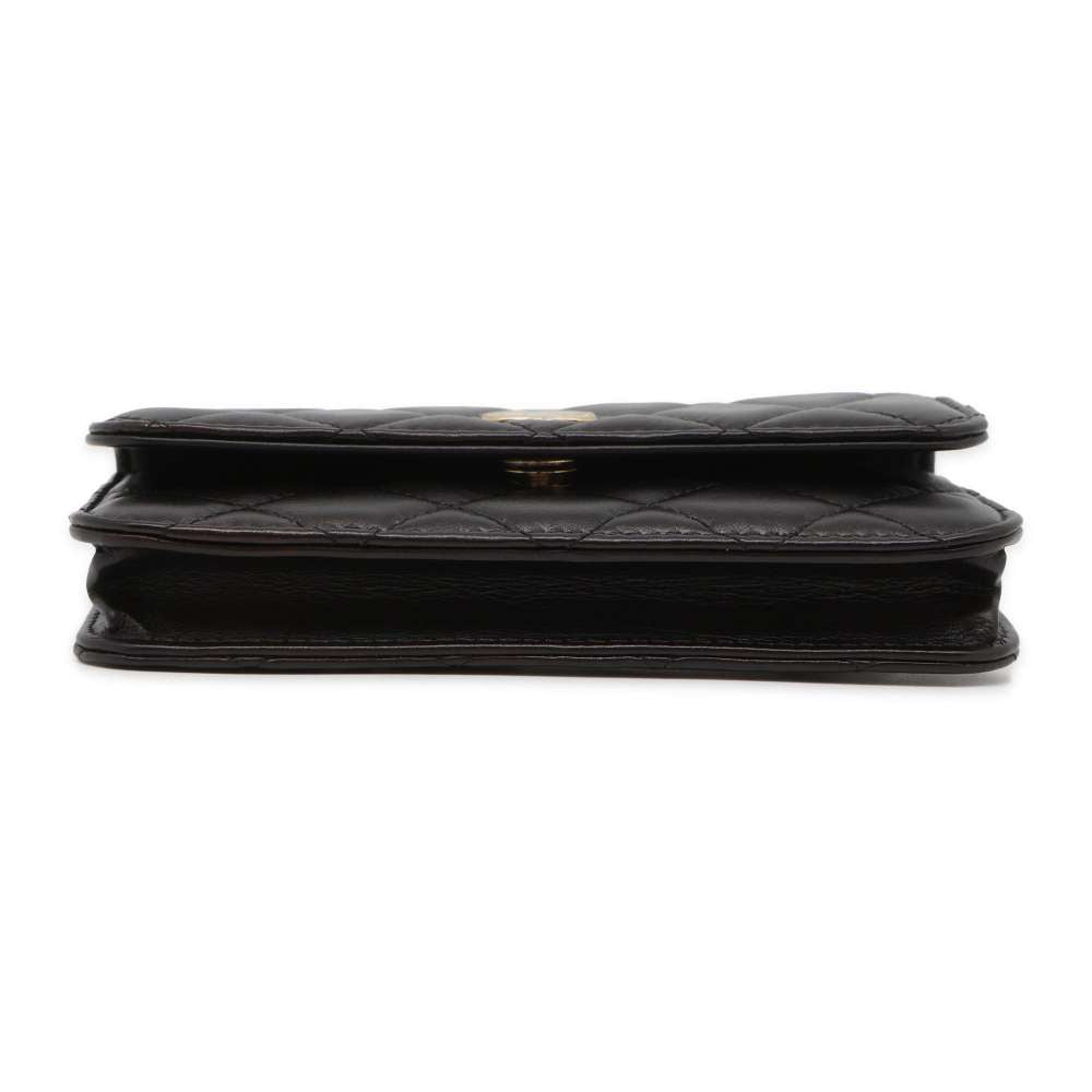 CHANEL Matelasse Shoulder Bag Faux Pearl Black AP1898 Lambskin