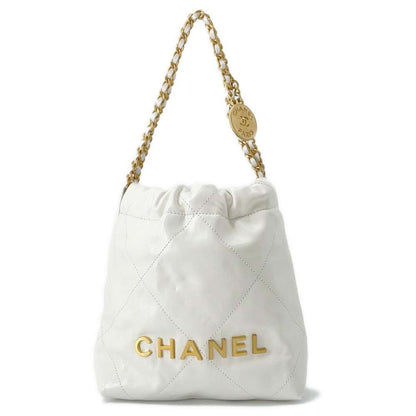 Chanel 22 Chain Hobo Bag White AS3980 Leather Size Mini