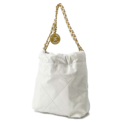 Chanel 22 Chain Hobo Bag White AS3980 Leather Size Mini
