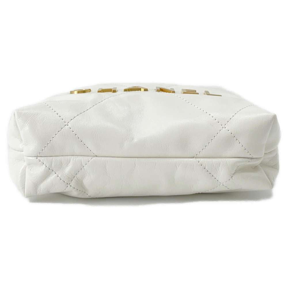 Chanel 22 Chain Hobo Bag White AS3980 Leather Size Mini