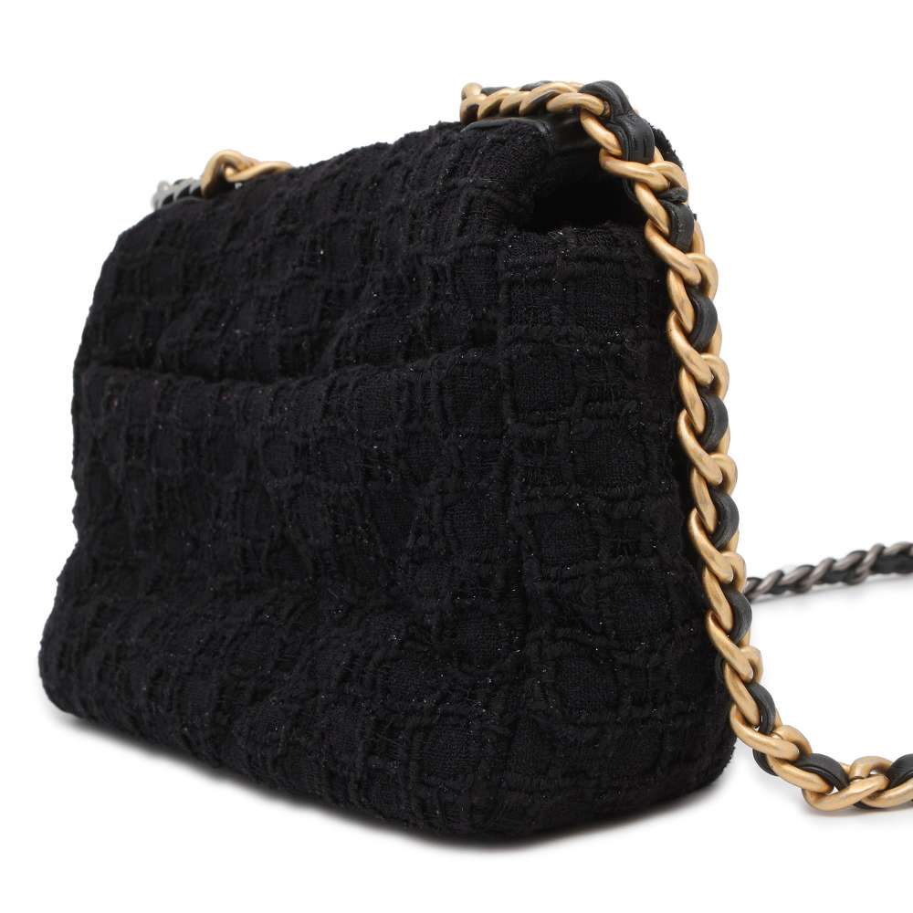 Chanel 19 ChainShoulder Bag Black AS1160 Tweed