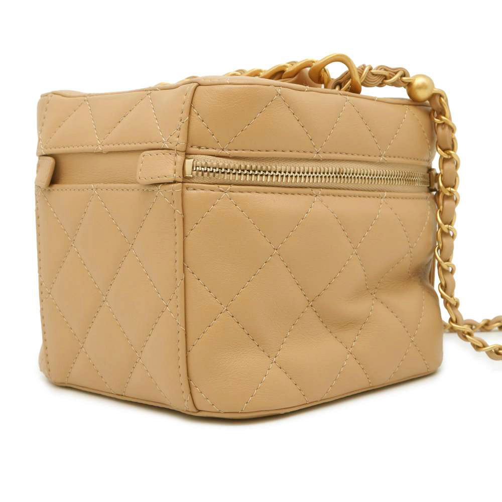 Chanel Matelasse Vanity 2way Bag Beige AS3228 Leather