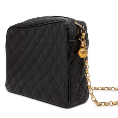 CHANEL Matelasse Diana ChainShoulder Bag Black Caviar Leather