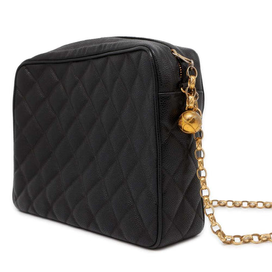CHANEL Matelasse Diana ChainShoulder Bag Black Caviar Leather