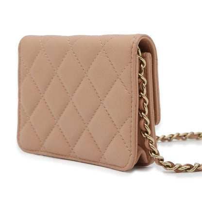 CHANEL Matelasse ChainShoulder Bag Beige AP2727 Lambskin