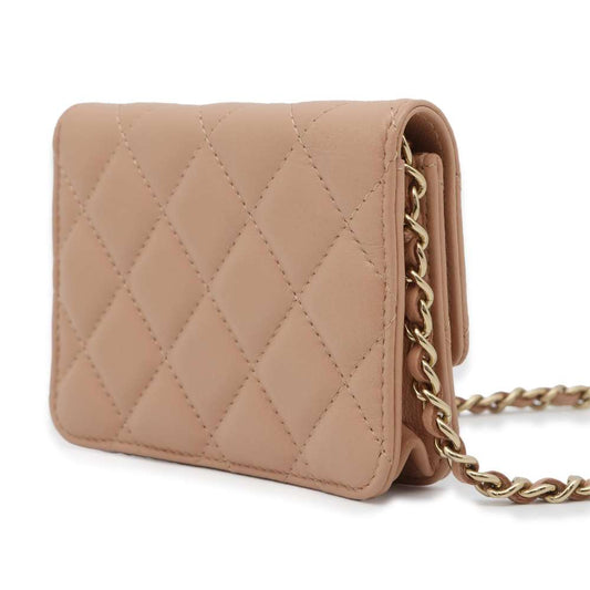 CHANEL Matelasse ChainShoulder Bag Beige AP2727 Lambskin