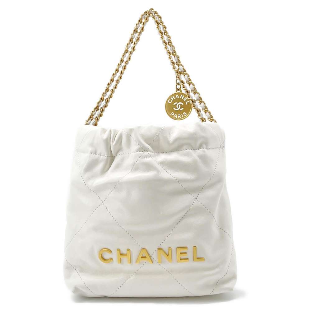 Chanel Chanel 22 HandBag White AS3980 Shiny Calf Leather Size Mini