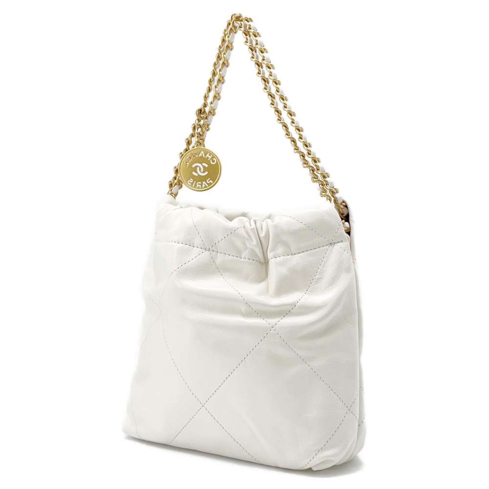 Chanel Chanel 22 HandBag White AS3980 Shiny Calf Leather Size Mini