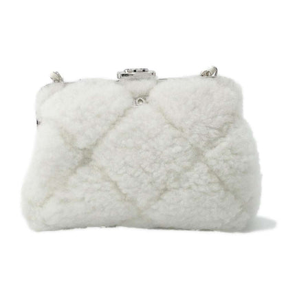 CHANEL CocoNeige ChainShoulder Bag White Shearling Ram