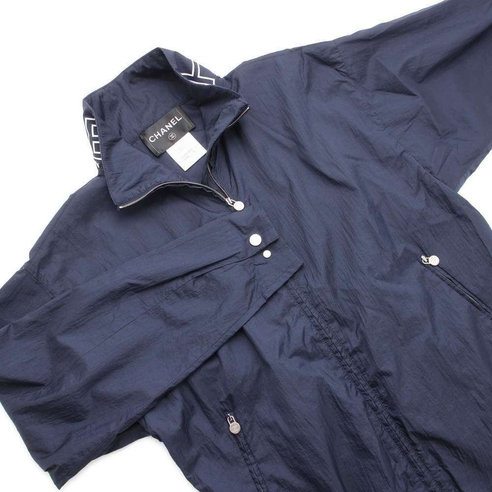 Chanel CC Logo Blouson Size 34 Blue P51310 Nylon100%