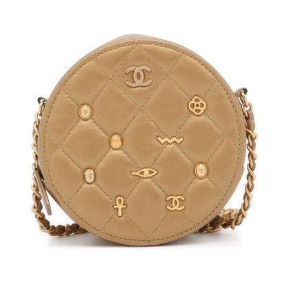 Chanel Matelasse Round ChainShoulder Bag Gold Lambskin