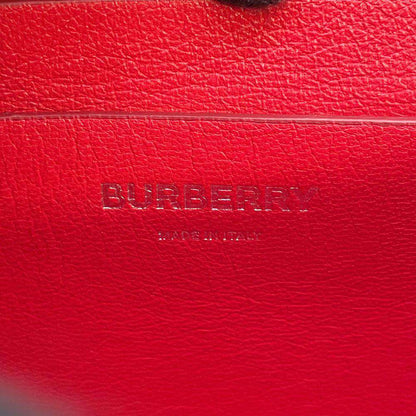 BURBERRY Logo Flap Shoulder Bag Red Leather