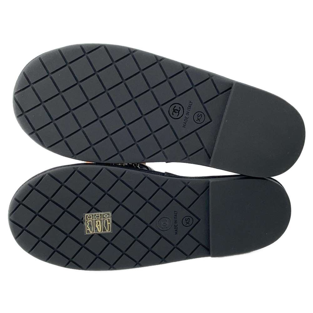 Chanel PearlChain Sandals Black G36005 Leather Size XS