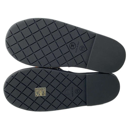Chanel PearlChain Sandals Black G36005 Leather Size XS