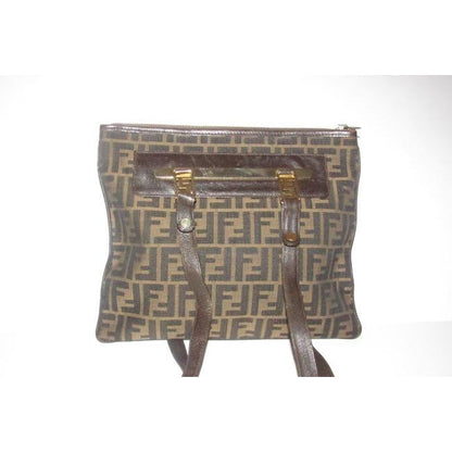 Fendi Zucca Print In Shades Of Brown Canvas And Leather Satchel