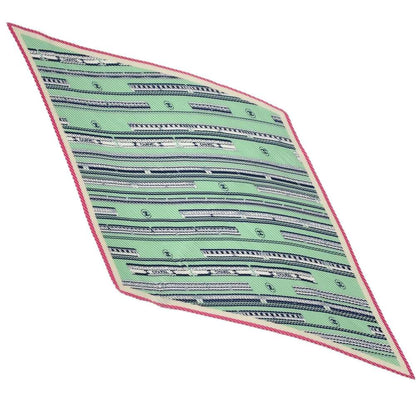 Chanel Scarf Pleated Green/Pink/White Silk100%