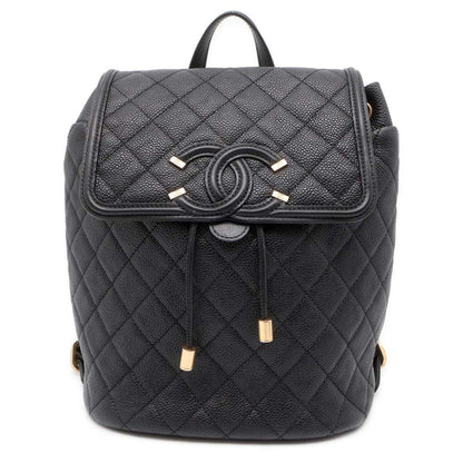 CHANEL CCFiligree Backpack Black A57090 Caviar Leather