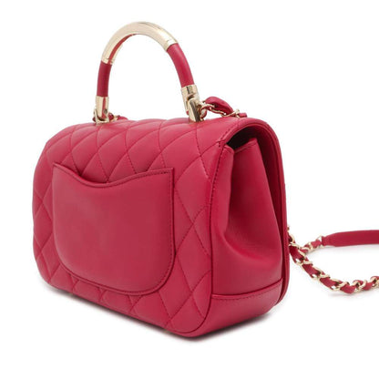 CHANEL Matelasse Top Handle ChainShoulder Pink Lambskin