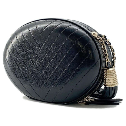 Chanel Lapausa V Stitch ChainShoulder Black Leather