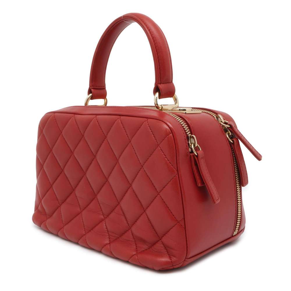 Chanel Matelasse 2wayBowling Bag Red Lambskin