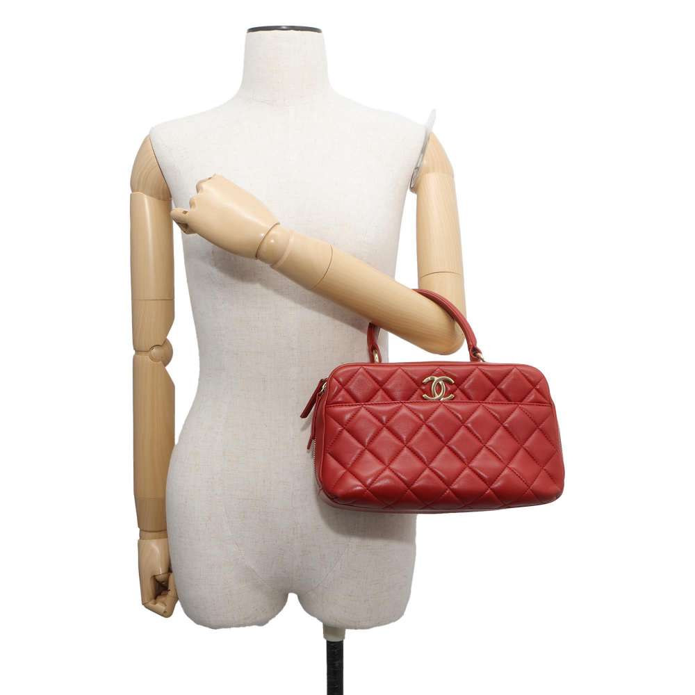 Chanel Matelasse 2wayBowling Bag Red Lambskin