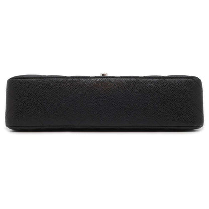 CHANEL Matelasse Double Chain Double Flap Shoulder Bag Black A01112 Caviar Leather Size 25