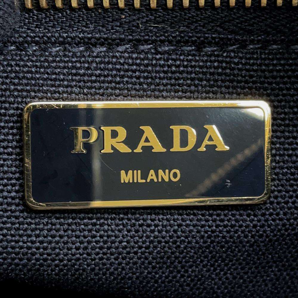 PRADA Basket Bag Black 1BG089 Raffia Canvas