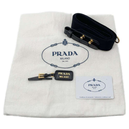 PRADA Basket Bag Black 1BG089 Raffia Canvas