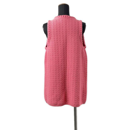 Chanel COCO Button Gilet Knit Vest Size 34 Pink P72795 Cotton80% Nylon20%