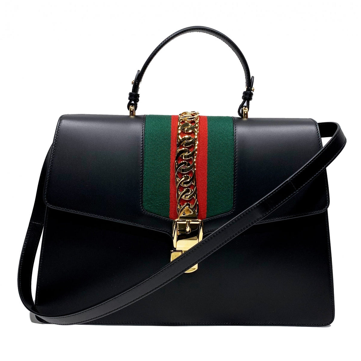 Gucci sylvie black leather handbag