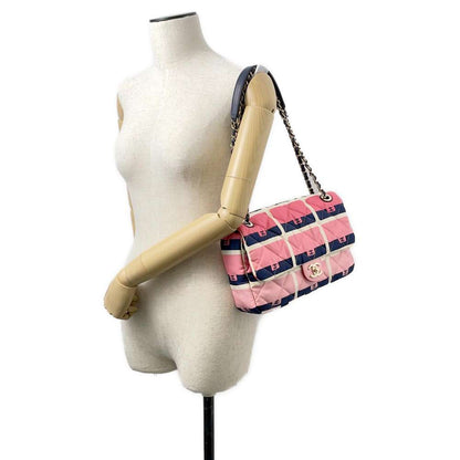 CHANEL Quilted Matelasse Pink/Navy/White AS2901 Nylon