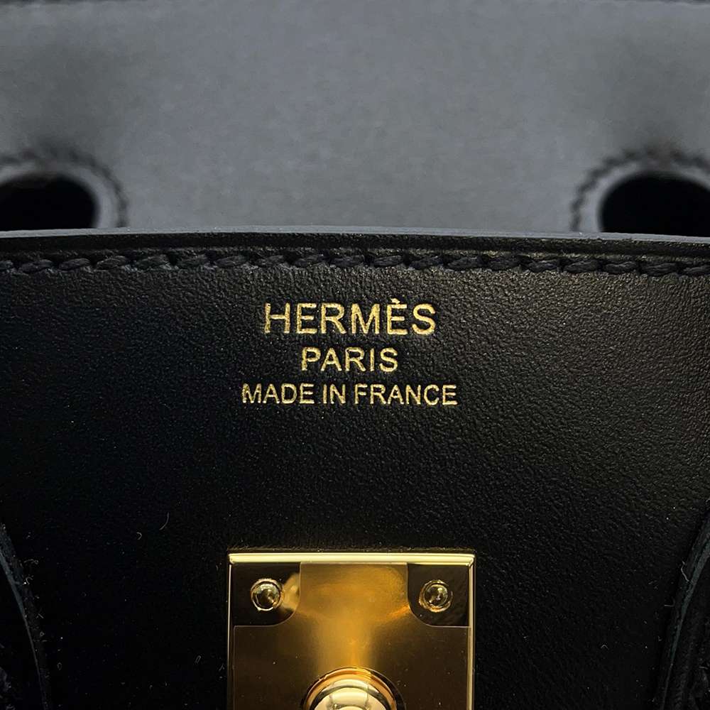 HERMES Birkin Black Tadelakt Leather Size 25