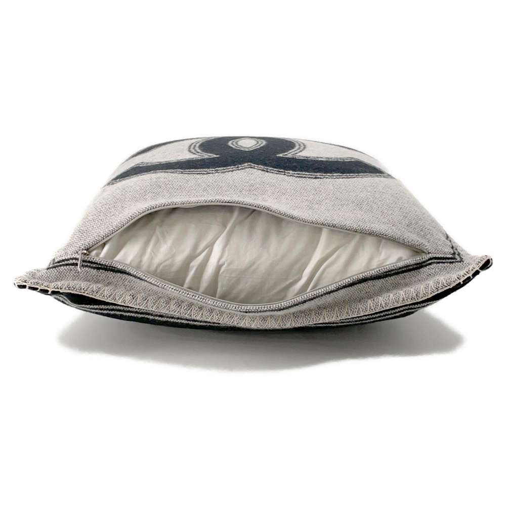 Chanel Logo Double Face Cushion Black/Gray Wool 90% Cashmere10%