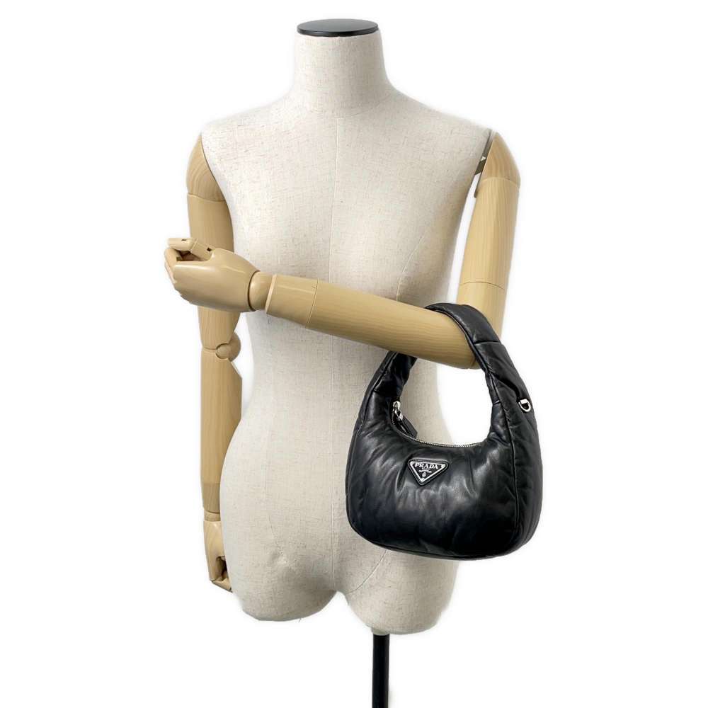 PRADA Padded Nappa 2WAY Handbag Black 1BA384 Leather