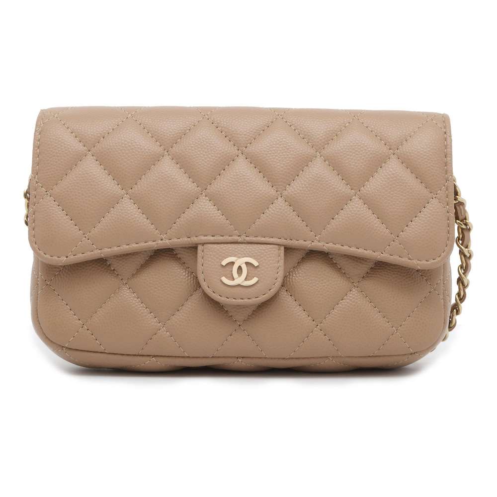 CHANEL Matelasse ChainShoulder flap phone case Ege AP2096 Caviar Leather