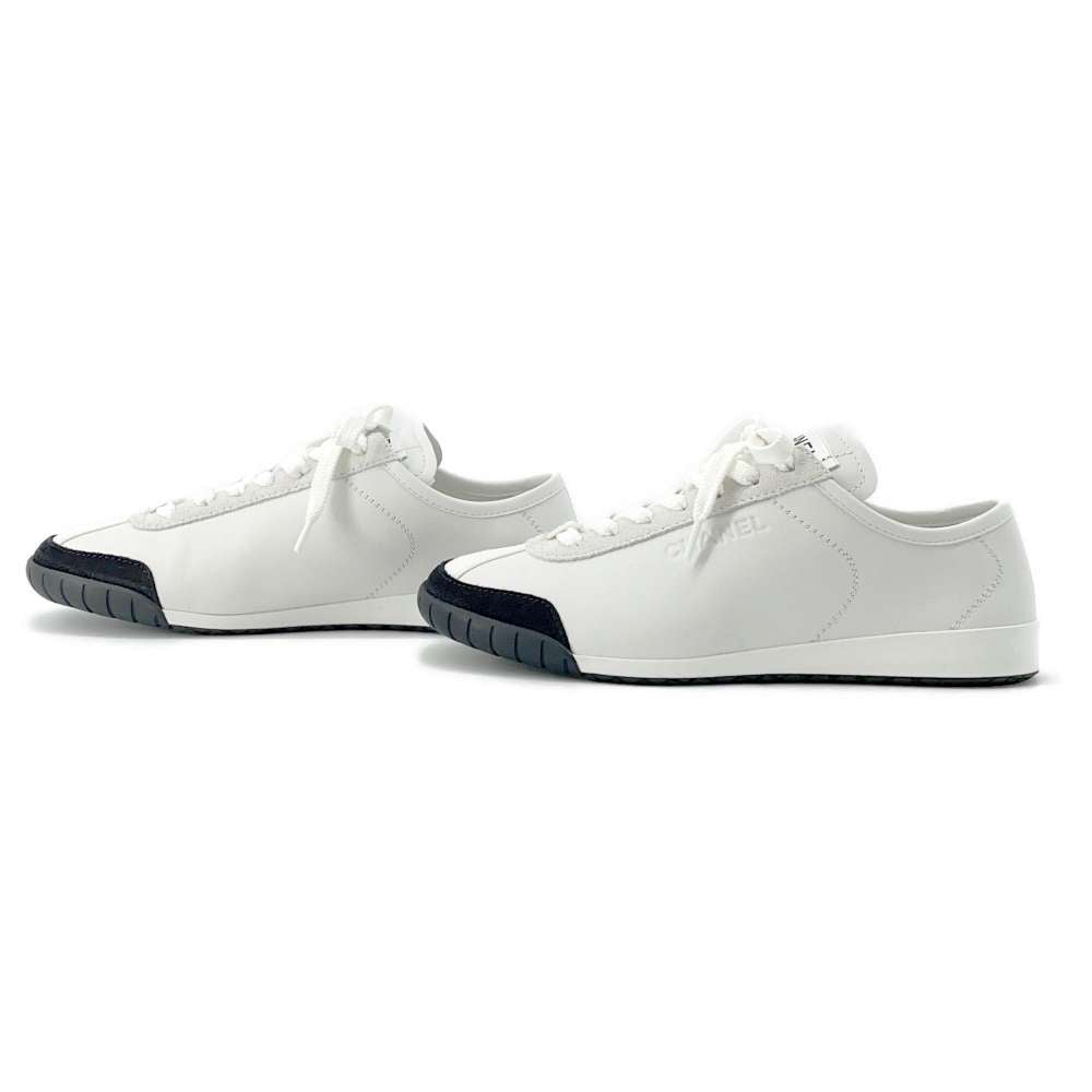 Chanel Sneakers White/Black G45714 Calf Leather  Suede Size 36