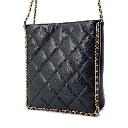 CHANEL Matelasse ChainShoulder Bag Black AS3470 Caviar Leather
