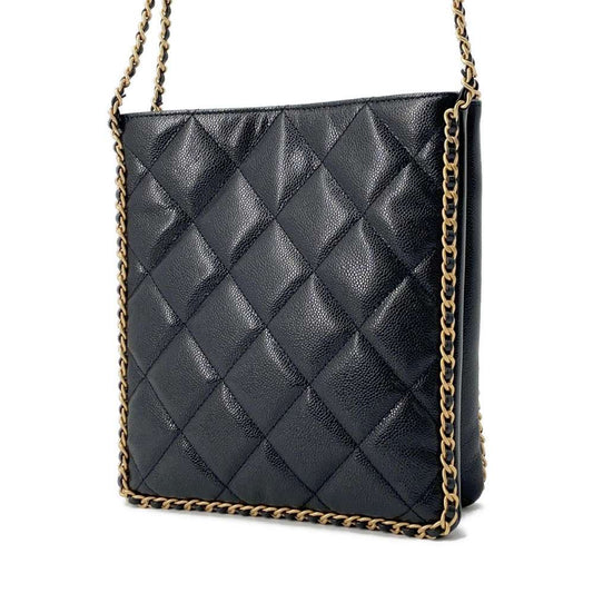 CHANEL Matelasse ChainShoulder Bag Black AS3470 Caviar Leather