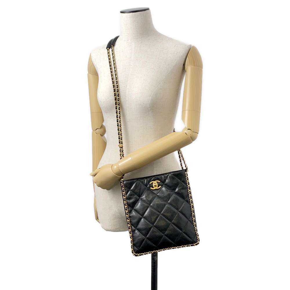 CHANEL Matelasse ChainShoulder Bag Black AS3470 Caviar Leather
