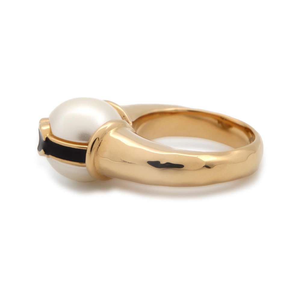 Chanel CC Logo Pearl Ring Size 53 ABD289 Metal Faux Pearl