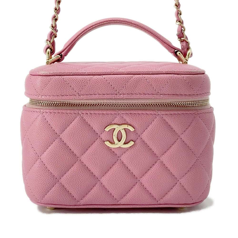 Chanel Vanity ChainShoulder Bag Pink Caviar Leather