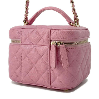 Chanel Vanity ChainShoulder Bag Pink Caviar Leather