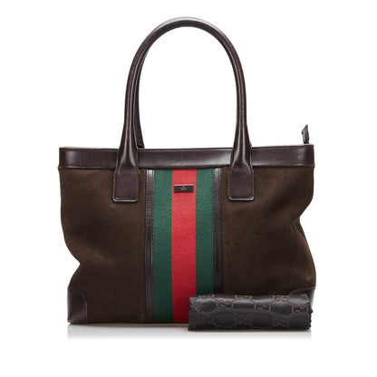 Gucci Web Suede Tote Tote Bag