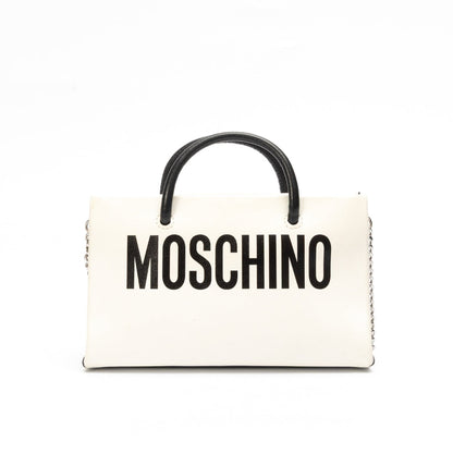 Moschino White Leather Shoulder Bag