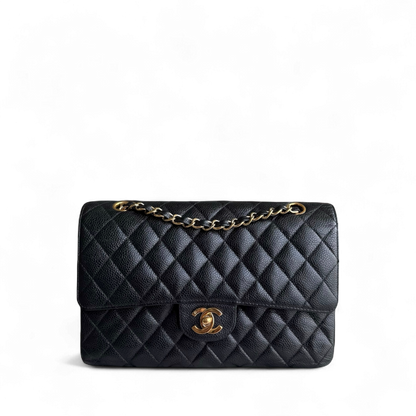 Chanel Classic Flap Medium - Caviar 25CM Quilted Black Gold Hardware Series 10