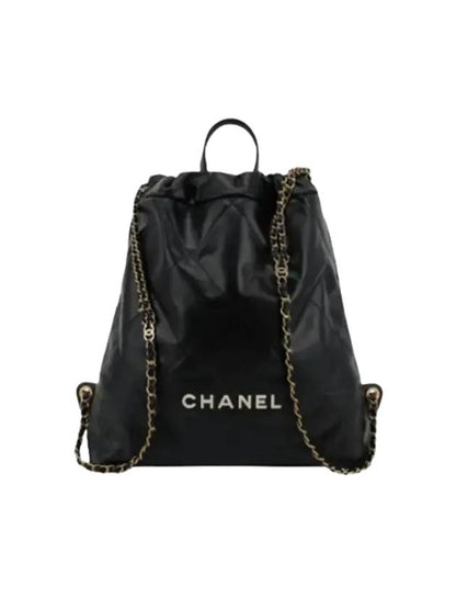 22 Shiny Calfskin Chain Backpack Black Chanel