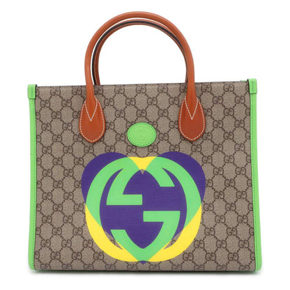 GUCCI GG Supreme 2WAY Tote Bag Kobe Hankyu Limited Beige/Light Green 680956 PVC Leather