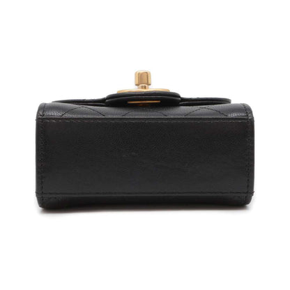 CHANEL Matelasse Pearl ChainShoulder Bag Black Leather