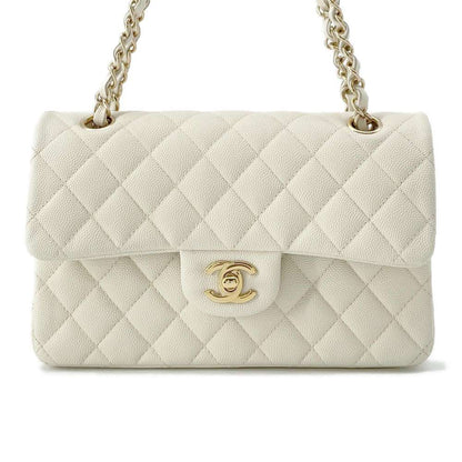 Chanel Matelasse W Flap W Chain Shoulder Off-white A01113 Caviar Leather Size 23