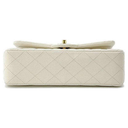 Chanel Matelasse W Flap W Chain Shoulder Off-white A01113 Caviar Leather Size 23